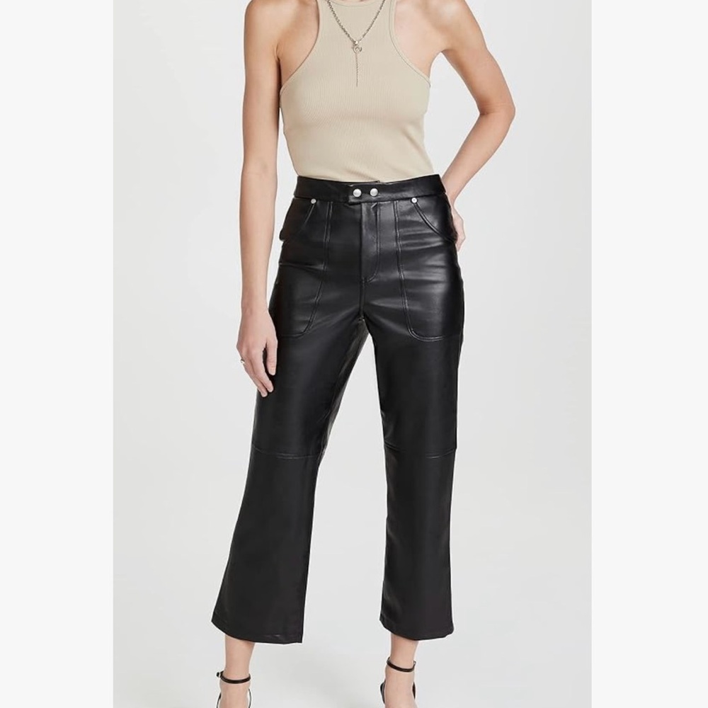 Black Faux Leather Wide-Leg Pants